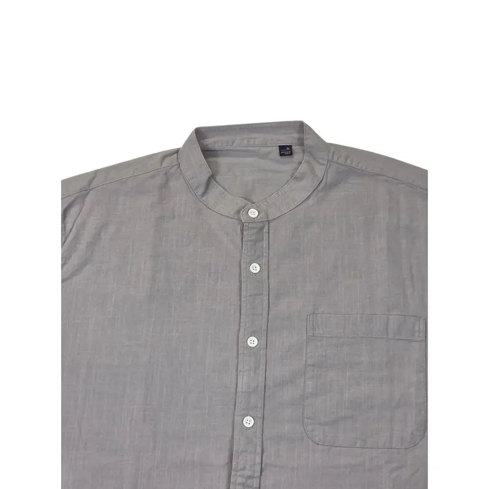 Design In Italy Luxury Mens XL Long Sleeve Button Down Linen Shirt Grey